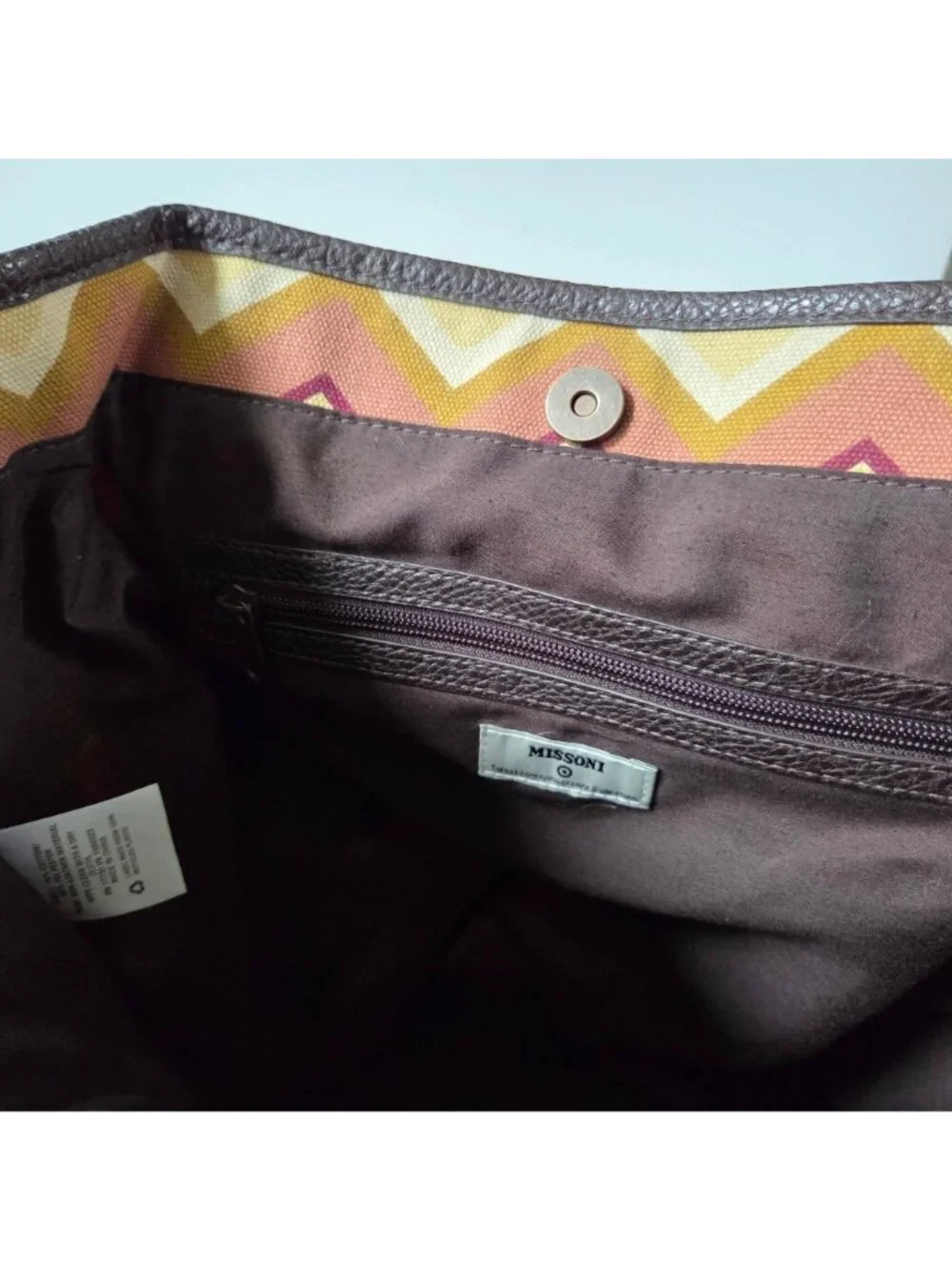 Missoni X Target Tote Bag Canvas Zig Zag Chevron Purse Travel Shopping